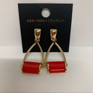 NewYork&Co Gold/Red linear drop earrings